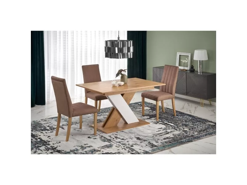 Table de salle à manger extensible blanc & chêne apodis 399 – Image 6