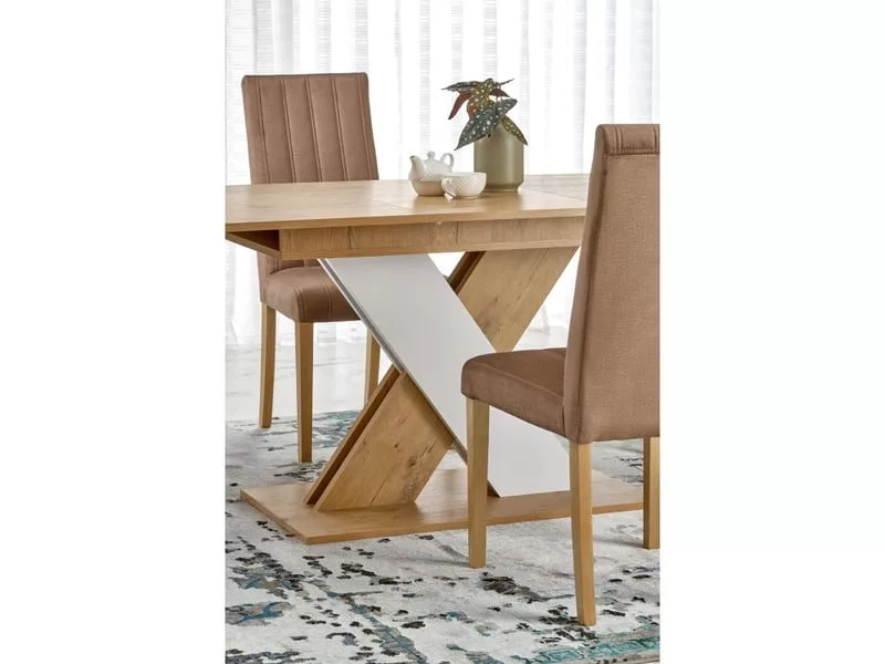 Table de salle à manger extensible blanc & chêne apodis 399 – Image 7