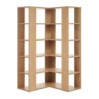 Bibliothèque étagère d&rsquo;angle finition bois clair chêne L95 cm MUSSO