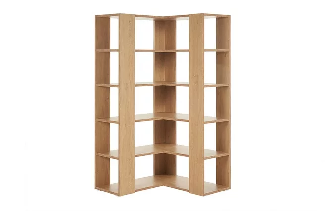 Bibliothèque étagère d'angle finition bois clair chêne L95 cm MUSSO