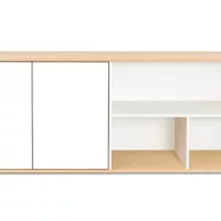 Buffet bas scandinave finition bois clair et blanc L190 cm EZIA
