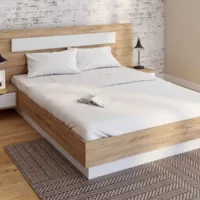 Lit 2 places 140×190 cm ID MARKET coloris bois clair