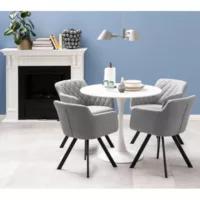 Spica – table à manger ronde en céramique – 4 personnes – blanc