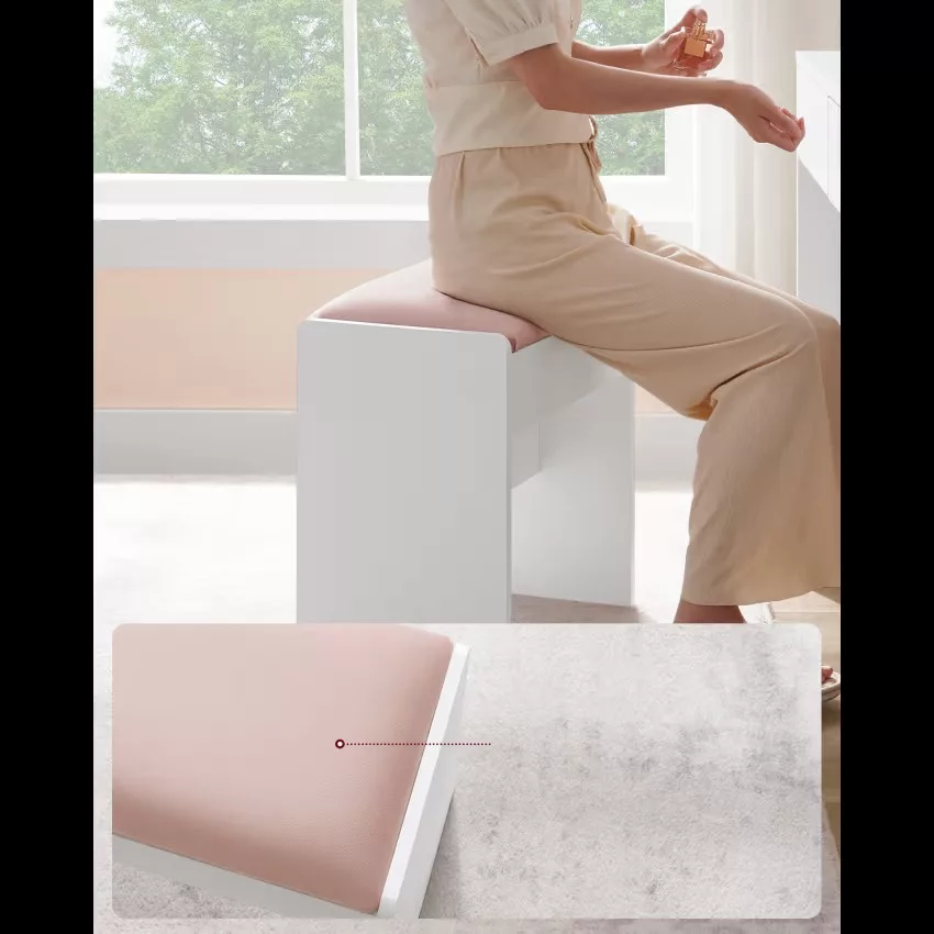 Coiffeuse avec tiroir miroir multiprise tabouret blanc – Image 6