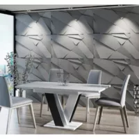 Table a manger extensible massi – blanc et noir laque 120 – 160 cm