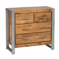 Palissa – Commode 4 tiroirs bois et acier patiné