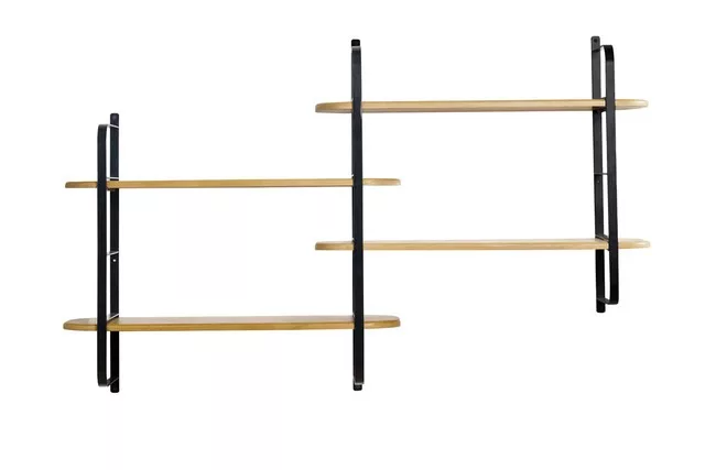 Étagère murale en bois manguier massif et métal noir L122 cm AKINA