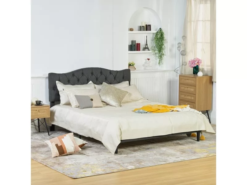 Lit 2 places 140x190 cm MEUBLES COSY coloris gris