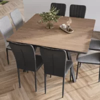 Table carrée avec pieds en métal noir l136 x l136 cm – beni