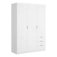 Dnespol – Armoire 3 portes effet bois blanc 121×52 cm