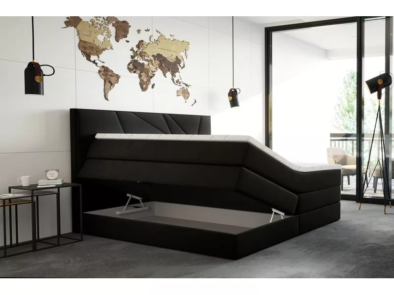 Lit 2 places 200x200 cm TRADA 5904347103132 coloris noir – Image 2