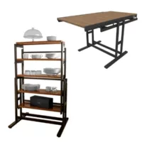 Table modulable (l120 x l78 x h77,5 cm) convertible en etagère – style industriel