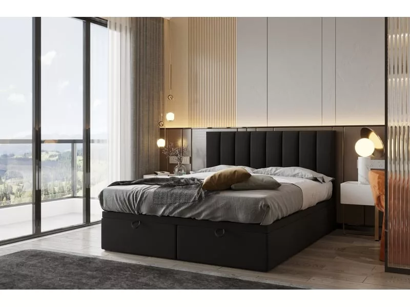 Lit 2 places 200x200 cm TRADA TROPEA200-P-BL coloris noir