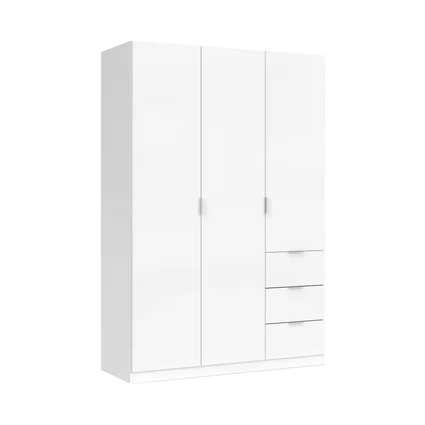 Fullerton - Armoire 3 portes effet bois blanc 135x52 cm – Image 4