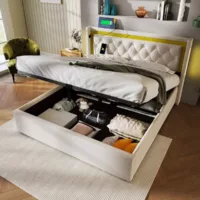 Lit coffre 140×200 cm ZERBACO coloris beige