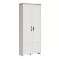 Aksel – Armoire 2 portes stratifiés blanc et bois