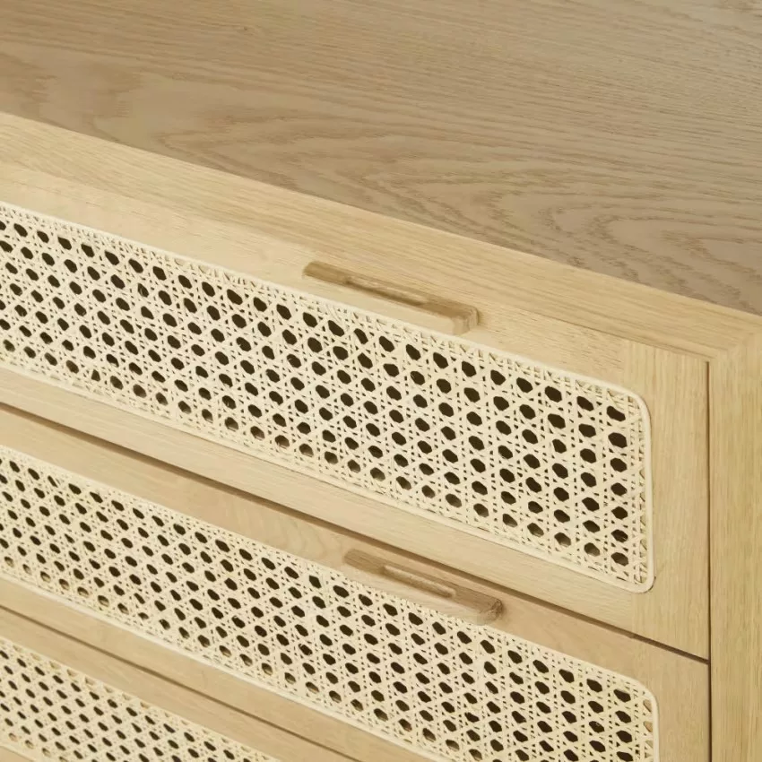 Maisons du Monde Canopy - Commode double 6 tiroirs et cannage en rotin L150 – Image 3