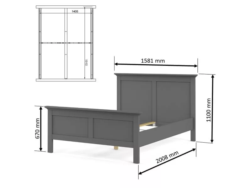 Lit simple 140x190 cm HARLINGTON coloris Gris – Image 6