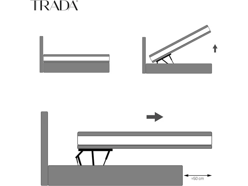 Lit 2 places 200x200 cm TRADA TROPEA200-P-BL coloris noir – Image 5