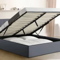 Lit coffre 140×190 cm ID MARKET coloris gris