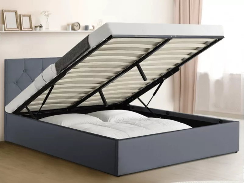 Lit coffre 140x190 cm ID MARKET coloris gris