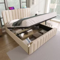 Lit coffre 180×200 cm ZERBACO coloris beige