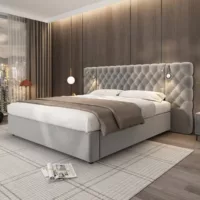 Lit coffre 180×200 cm OKWISH coloris gris