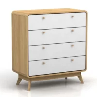 Cassie – Commode avec 4 tiroirs en effet chêne blanc