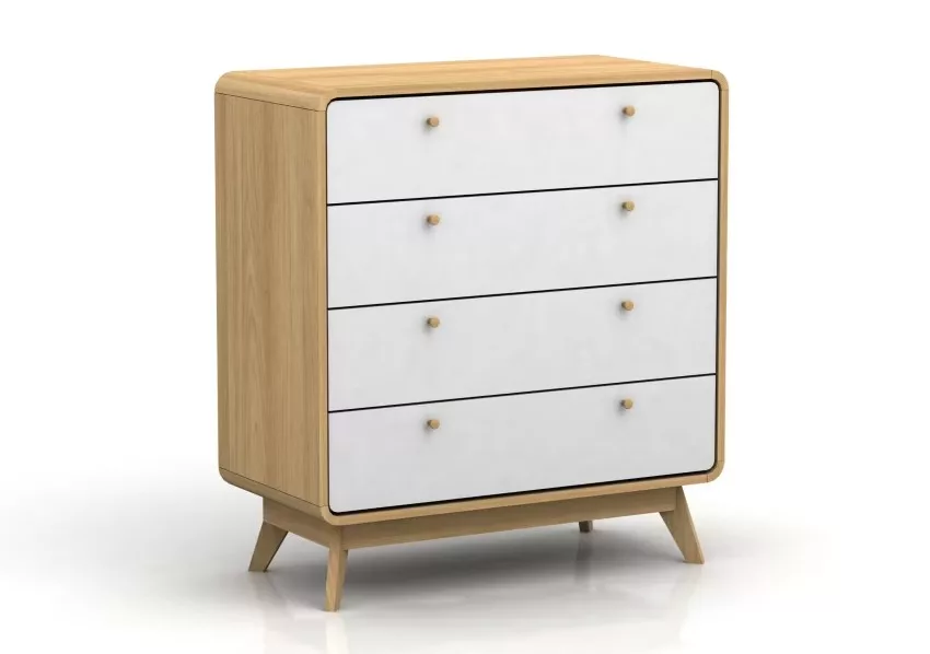 Cassie - Commode avec 4 tiroirs en effet chêne blanc