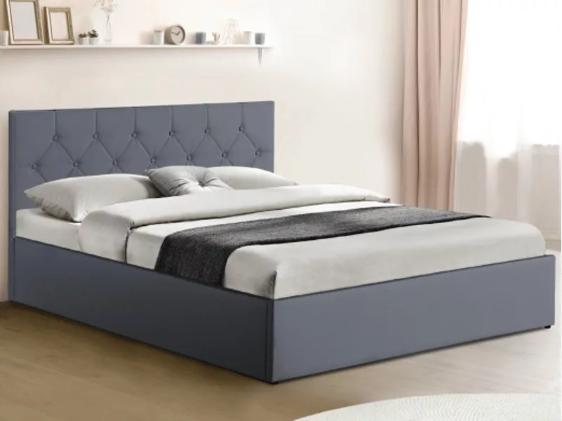 Lit coffre 140x190 cm ID MARKET coloris gris – Image 4