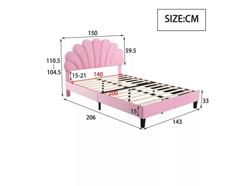 Lit 2 places 140x200 cm coloris rose – Image 6