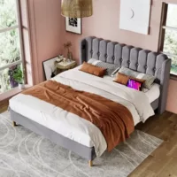 Lit 2 places 180×200 cm SWEIKO coloris gris