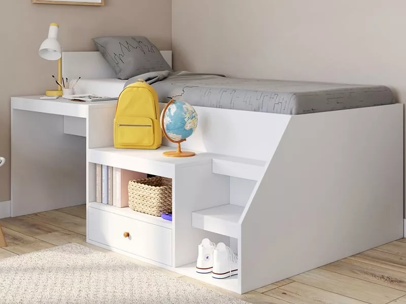 Lit combiné 90x190 cm ID MARKET coloris blanc