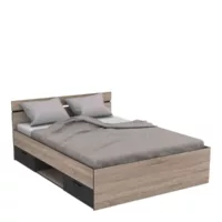 Lit avec rangement 140×190 cm TERRE DE NUIT coloris marron