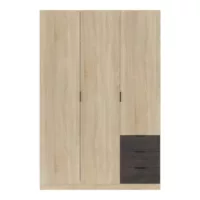 Apaches – Armoire 3 portes effet bois beige 121 x52 cm