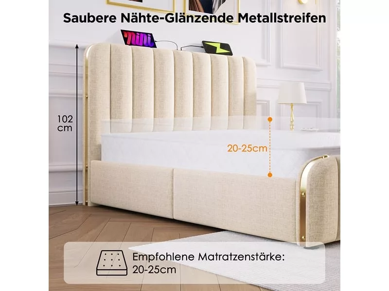 Lit coffre 180x200 cm ZERBACO coloris beige – Image 5