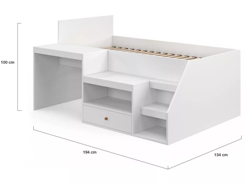 Lit combiné 90x190 cm ID MARKET coloris blanc – Image 3