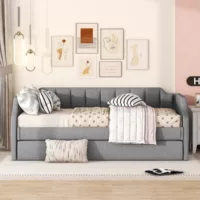 Lit gigogne 90×200 cm coloris gris