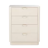 Arckos – Commode haute 4 tiroirs blanche crème L85