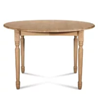Table extensible ronde bois d115 avec 1 allonge et pieds tournés – victoria