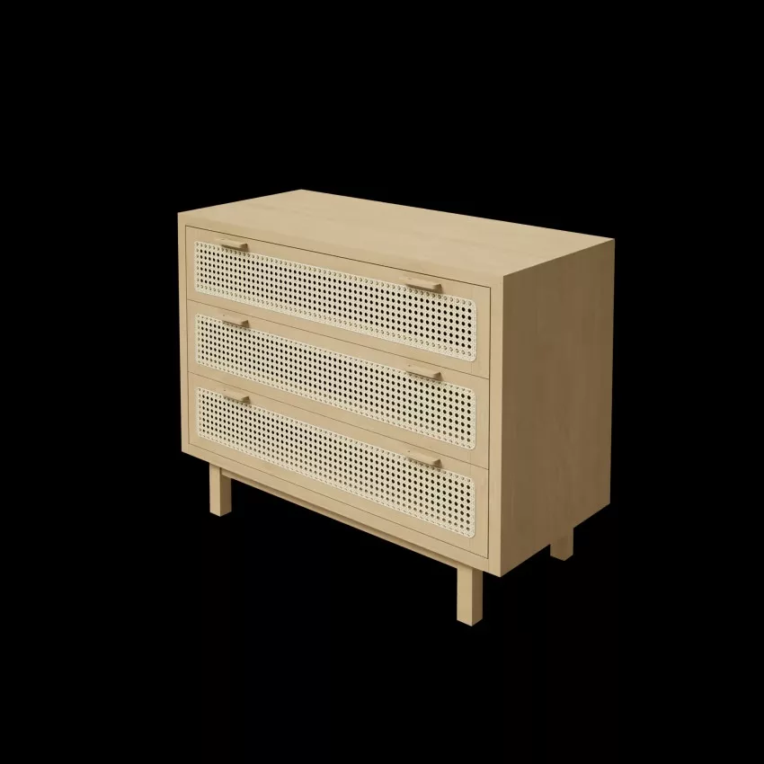 Canopy - Commode 3 tiroirs cannage en rotin L100 – Image 6