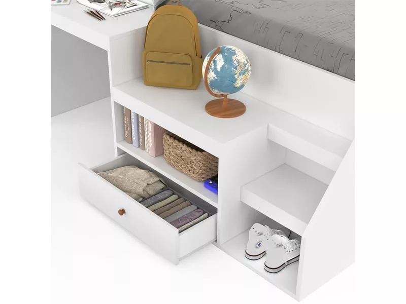 Lit combiné 90x190 cm ID MARKET coloris blanc – Image 5