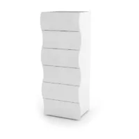 Asch – Commode effet bois blanc brillant 50×40 cm