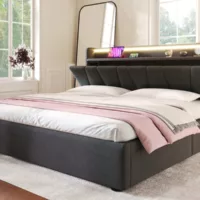 Lit coffre 140×200 cm WISHDOR coloris gris