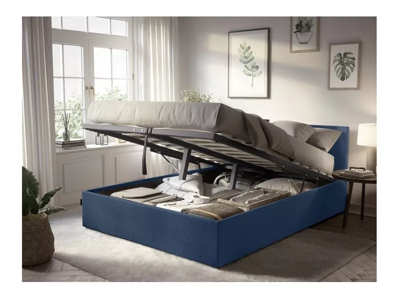 Lit coffre 180x200 cm LOUNGITUDE EDGAR coloris bleu – Image 2