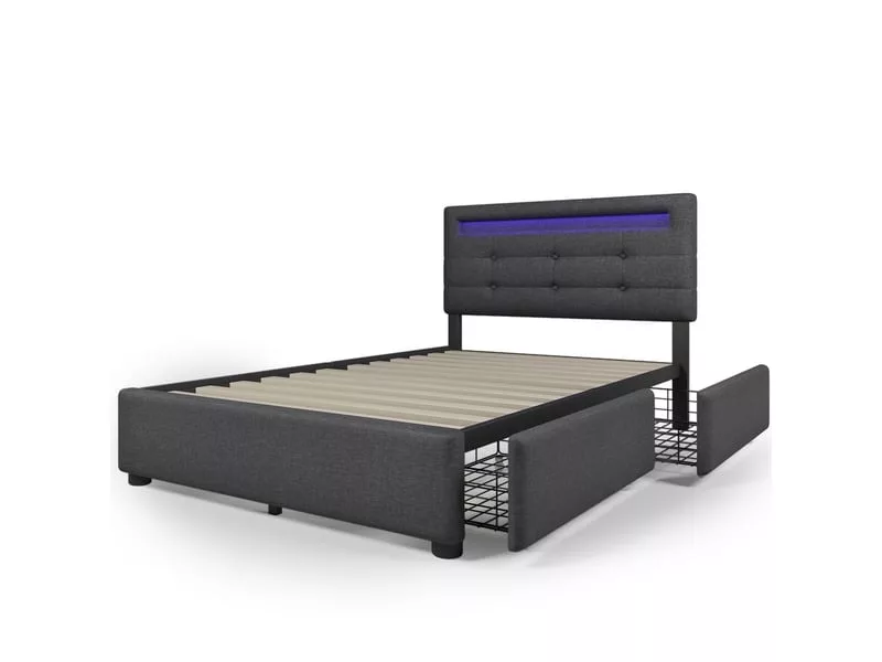 Lit avec rangement 90x200 cm SWEIKO YCFR000169 coloris gris – Image 7