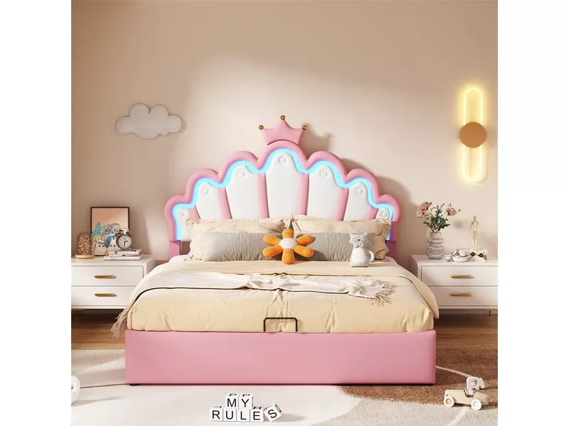 Lit 2 places 140x200 cm SEA WALL coloris rose