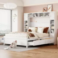 Lit avec rangement 140×200 cm coloris blanc