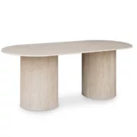 Table à manger ovale en marbre composite beige 8 personnes dhara