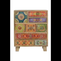Lexine – Commode multicolore en bois de manguier peint à la main